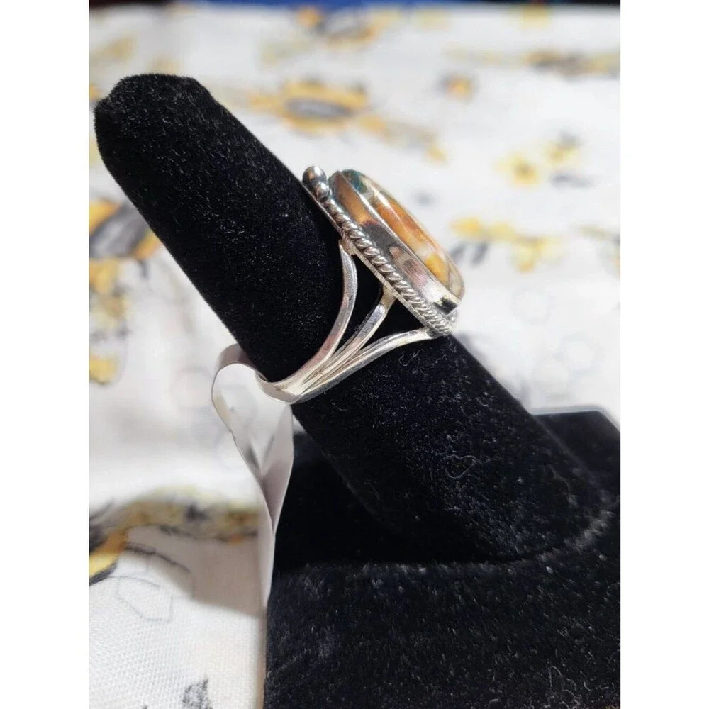 Sterling Silver Spiny Oyster Copper Turquoise Ring